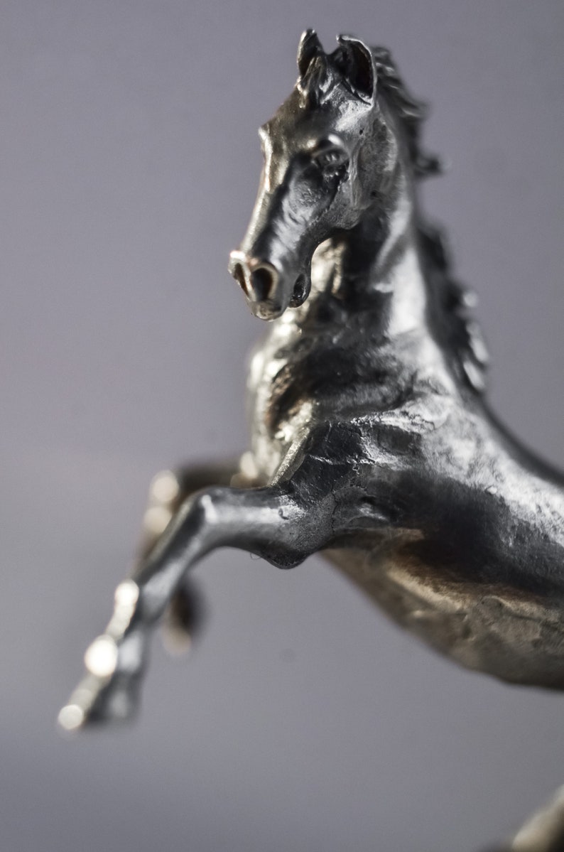 Silver horse figurine Rearing Stallion Galloping Horse Etsy