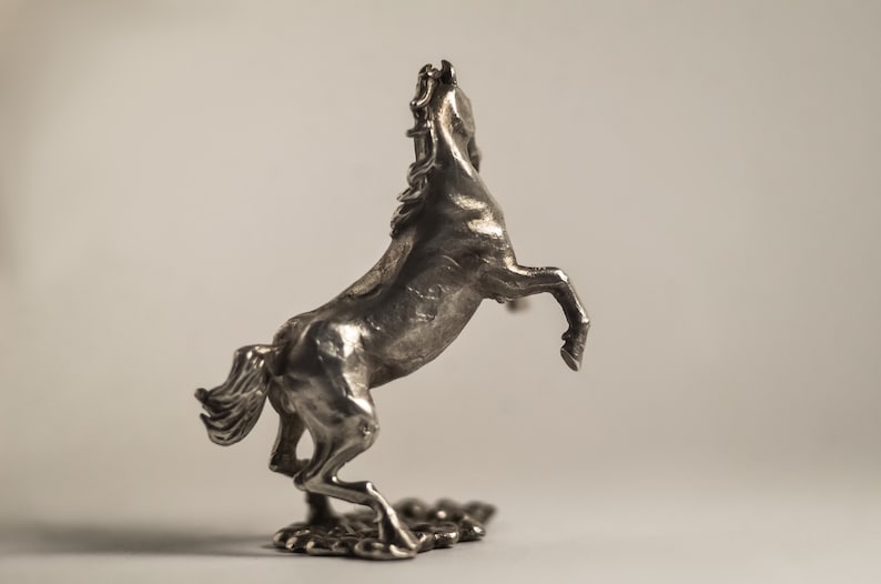 Silver horse figurine Rearing Stallion Galloping Horse Etsy