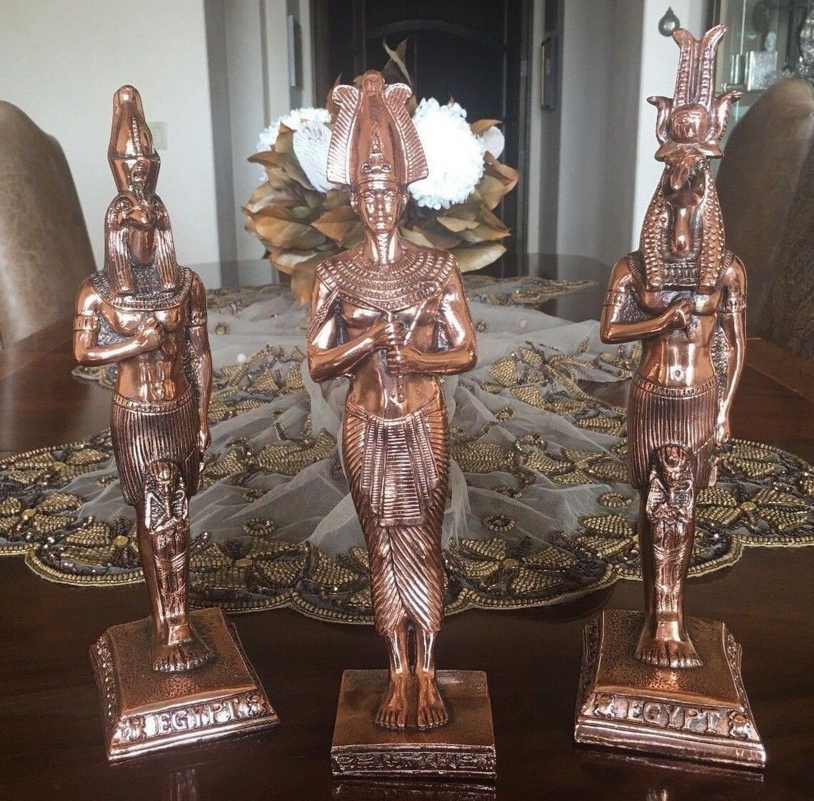 Egyptian Copper Plated Statues Set of 3 Made in Egypt Etsy