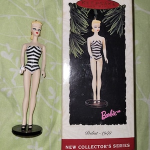 Vintage BARBIE NOS Debut 1959 Hallmark 1994 Keepsake Ornament  Christmas NRFB Iconic Black & White Swimsuit Mattel Free Shipping New In Box
