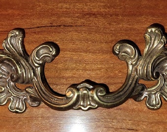 Karges ANTIQUE BRASS Drawer Pulls Cast Brass NOS French Provincial 2 1/2 Bore C203 Ornate Rare New Old Stock Patina or Polished Early 1900's