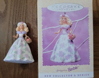 Vintage SPRINGTIME BARBIE New Sealed Hallmark 1995 Keepsake Ornament NRFB Easter Collection Gift Mint Floral Free Shipping