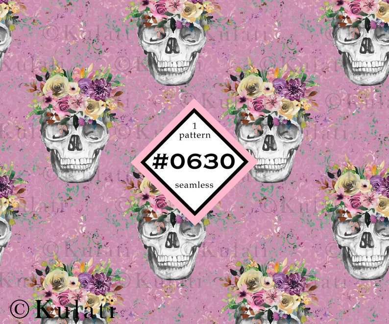 floral skull pattern INSTANT DOWNLOAD custom fabric Vintage skull pattern seamless pattern sugar skull pattern vintage floral pattern