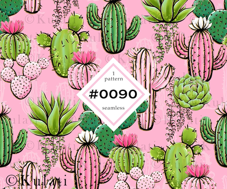 Colorful cactus pattern custom fabric design digital jpeg cute cactus Instant Download digital paper seamless pattern scrapbook