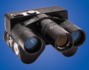 Tasco Bino-Cam 8000 Fernglas Kamera 110 Film Einzigartige Vintage Kamera + Rote Ledertasche
