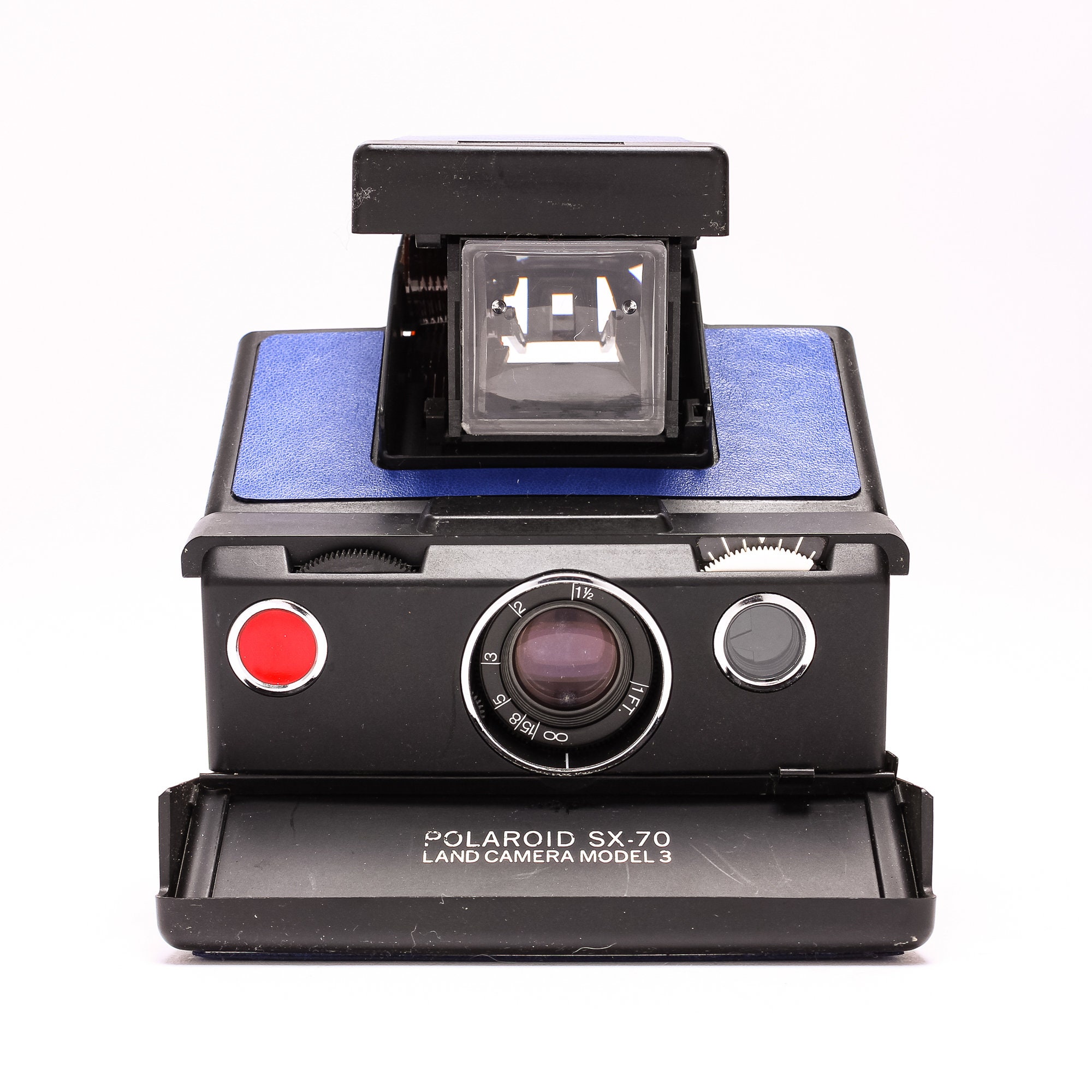 Classic Polaroid SX-70 Model 3 in Sexy Black and Royal Blue