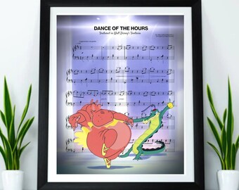 Fantasia Dance of the Hours Sheet Music Wall Art, Canvas, Artwork, Art Print, Home Decor, Poster, Painting, Gift