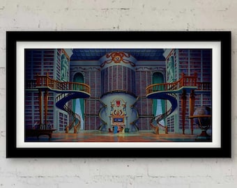 Belle&#39;s Library Scene from Beauty and the Beast Fine Art Wall Art, Canvas, Artwork, Art Print, Home Decor, Gift