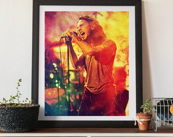 Eddie Vedder Painting Wall Art, Canvas, Artwork, Art Print, Home Decor, Poster, Gift