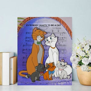 Aristocats Sheet Music Wall Art, Canvas, Artwork, Art Print, Home Decor, Music Painting