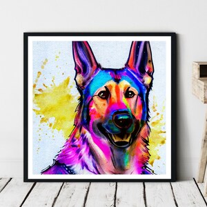 German Shepherd Fine Art Print Painting, Wall Art, Canvas, Artwork, Poster, Home Decor, Gift