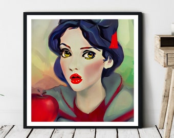 Snow White Modernized Fine Art, płótno, dzieło sztuki, wydruk artystyczny, wystrój domu, plakat, prezent