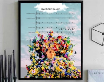 Midsommar Maypole Dance Sheet Music Wall Art, Canvas, Artwork, Art Print, Decoración del hogar, Pintura de películas