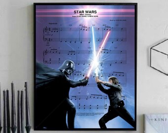 Star Wars Main Theme Sheet Music Wall Art, Canvas, Artwork, Art Print, Home Decor, Poster, Painting