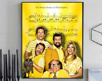 It's Always Sunny in Philadelphia Theme Song Sheet Music Wall Art, Canvas, Artwork, Art Print, Home Decor, Poster, Painting
