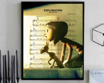 Coraline Exploration Sheet Music Wall Art, Canvas, Artwork, Art Print, Home Decor, Movie Poster