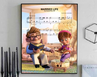 UP Original Wall Art, Painting, Print, Canvas, Married Life Sheet Music Artwork