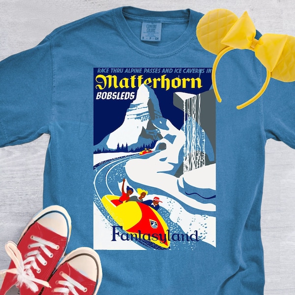Fantasyland Matterhorn Vintage Poster shirt, Oversized Tee, Women's Unisex Comfort Color, Disneyland Retro Shirt