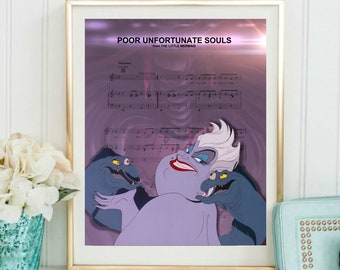 Ursula, Poor Unfortunate Souls Sheet Music Wall Art, Canvas, Artwork, Art Print, Home Decor, Music Painting