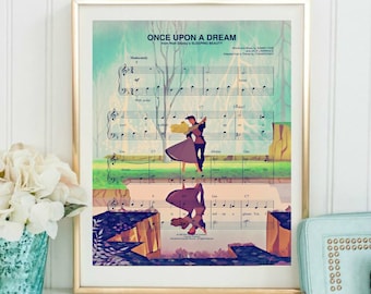 Sleeping Beauty Wall Art, Canvas, Artwork, Art Print, Home Decor, Once Upon A Dream Sheet Music Painting