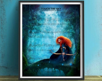 Brave "Touch the Sky" Sheet Music Wall Art, Canvas, Artwork, Art Print, Home Decor, Fine Art, Painting, Gift