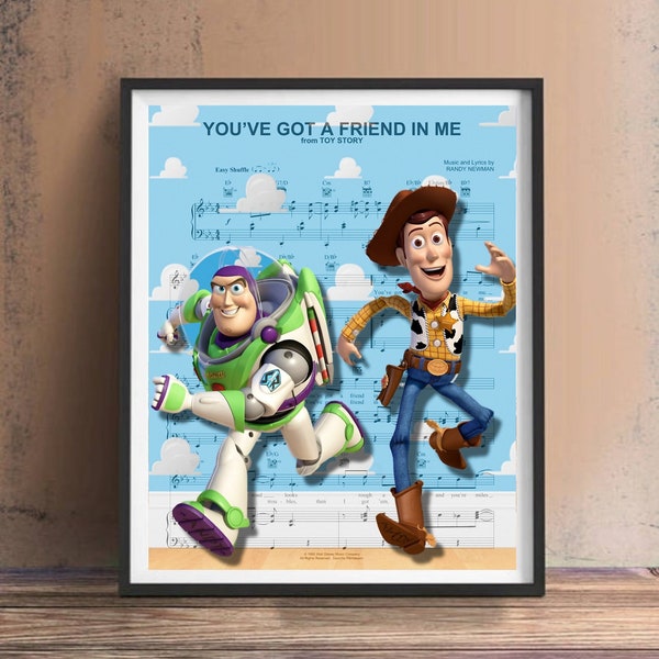 Toy Story You've Got a Friend In Me Wall Art, Canvas, Artwork, Art Print, Home Decor, Painting