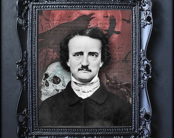 Edgar Allan Poe Raven Poem Wall Art, Canvas, Artwork, Art Print, Home Decor, Painting, Poster