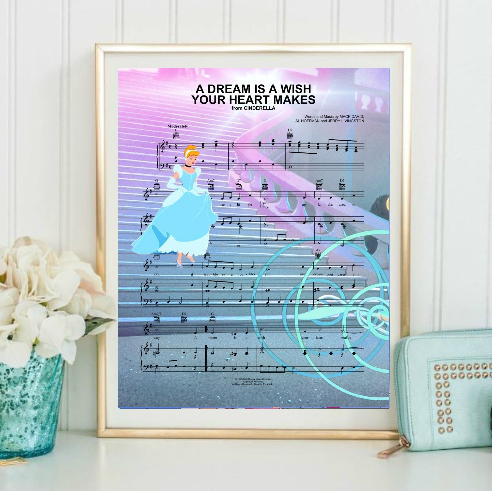 Cinderella A Dream is a Wish Your Heart Makes Sheet Music Wall Art