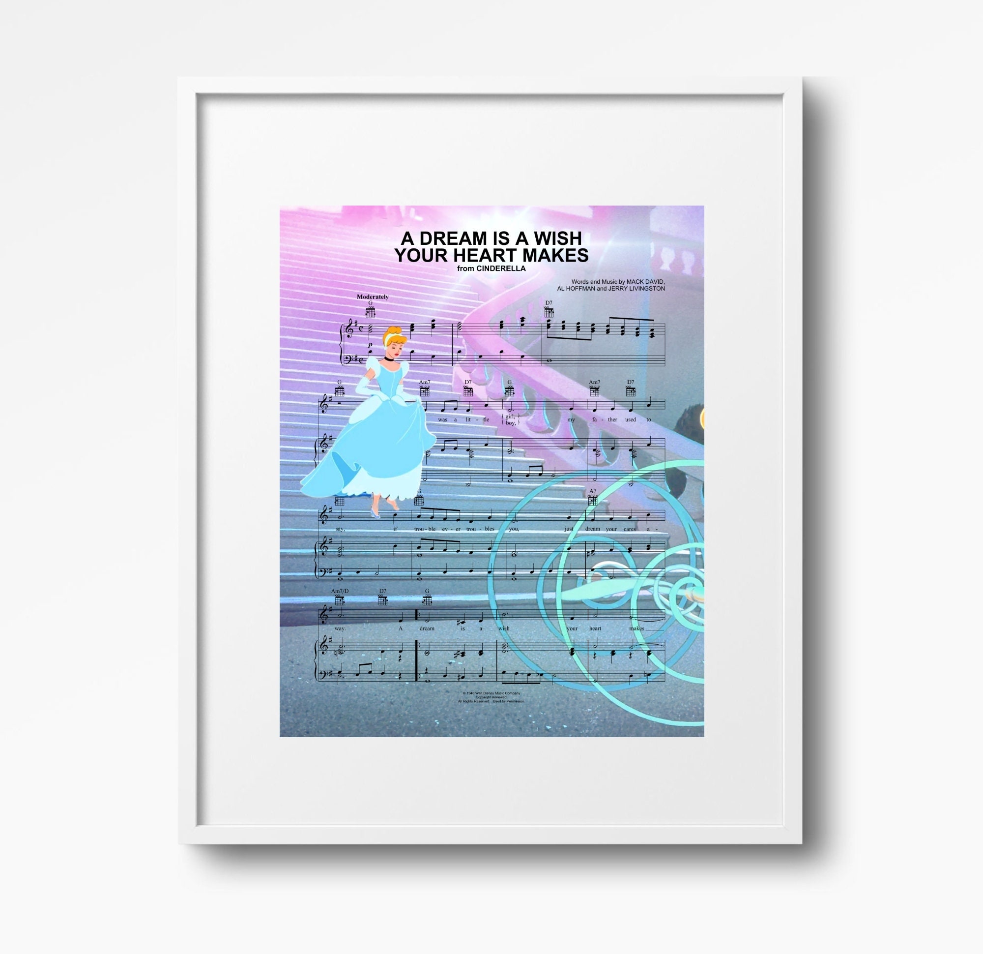 Cinderella A Dream is a Wish Your Heart Makes Sheet Music Wall Art