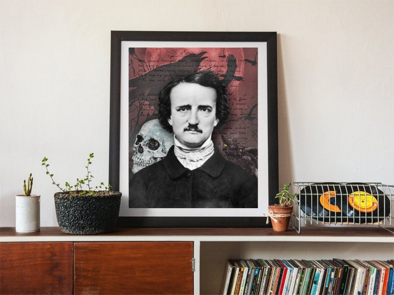 Edgar Allan Poe Raven Poem Wall Art, Canvas, Artwork, Art Print, Home ...