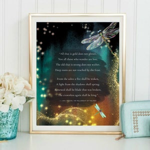 J.R.R. Tolkien Quote -All That is Gold Does Not Glitter, Wall Art, Canvas, Artwork, Art Print, Gift