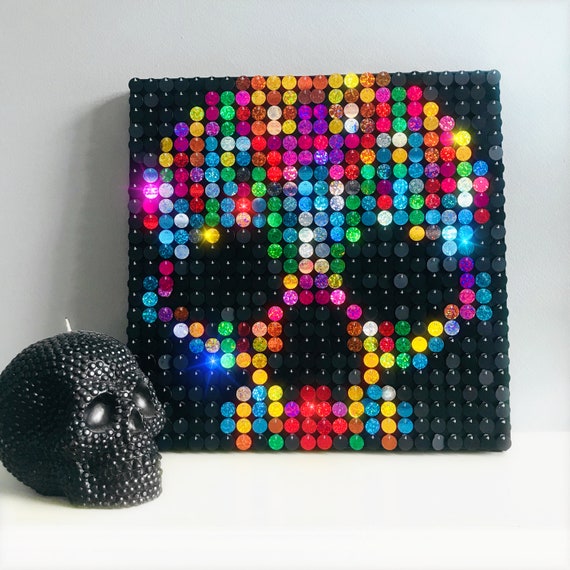 Skull Sequin Pixel Art Craft Kit Customize Your Colors Do-it-yourself Wall  Art -  Finland