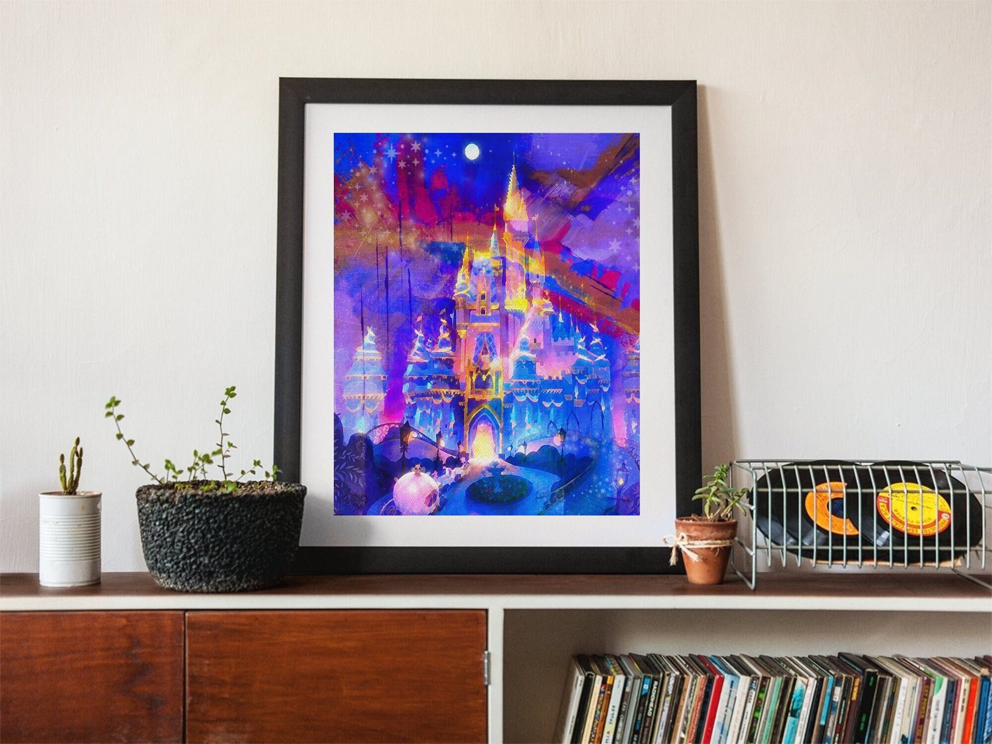 Cinderella Castle Disney World 50th Anniversary Wall Art, Canvas, Artwork, Art Print, Home Decor, Poster, Painting