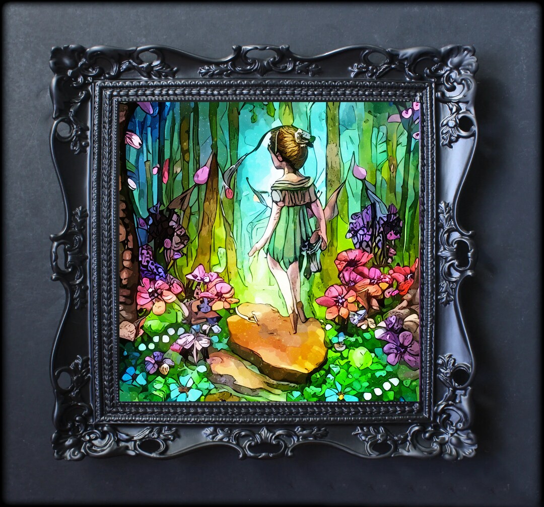 Fairy Garden Fine Art Painting, Wall Art, Canvas, Artwork, Poster, Home