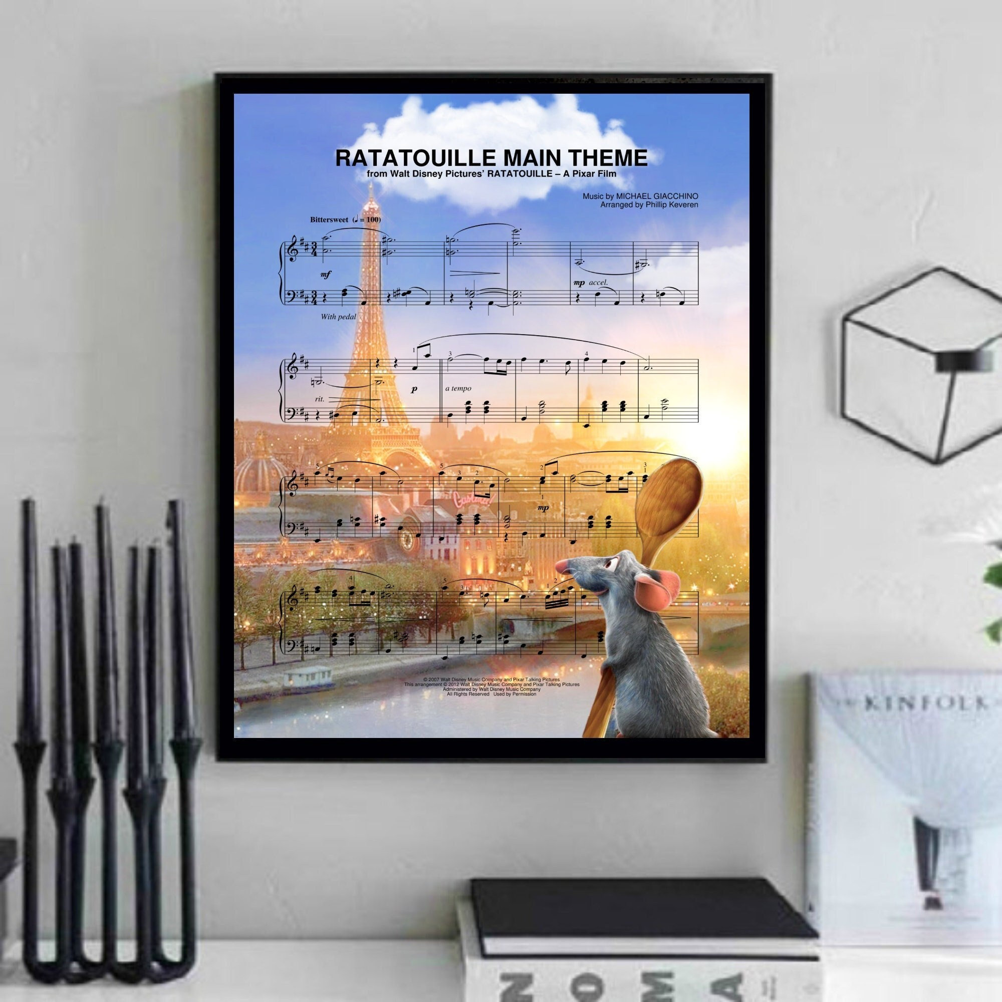 Ratatouille Wall Art, Canvas, Artwork, Art Print, Home Decor, Movie Theme Song Sheet Music Painting