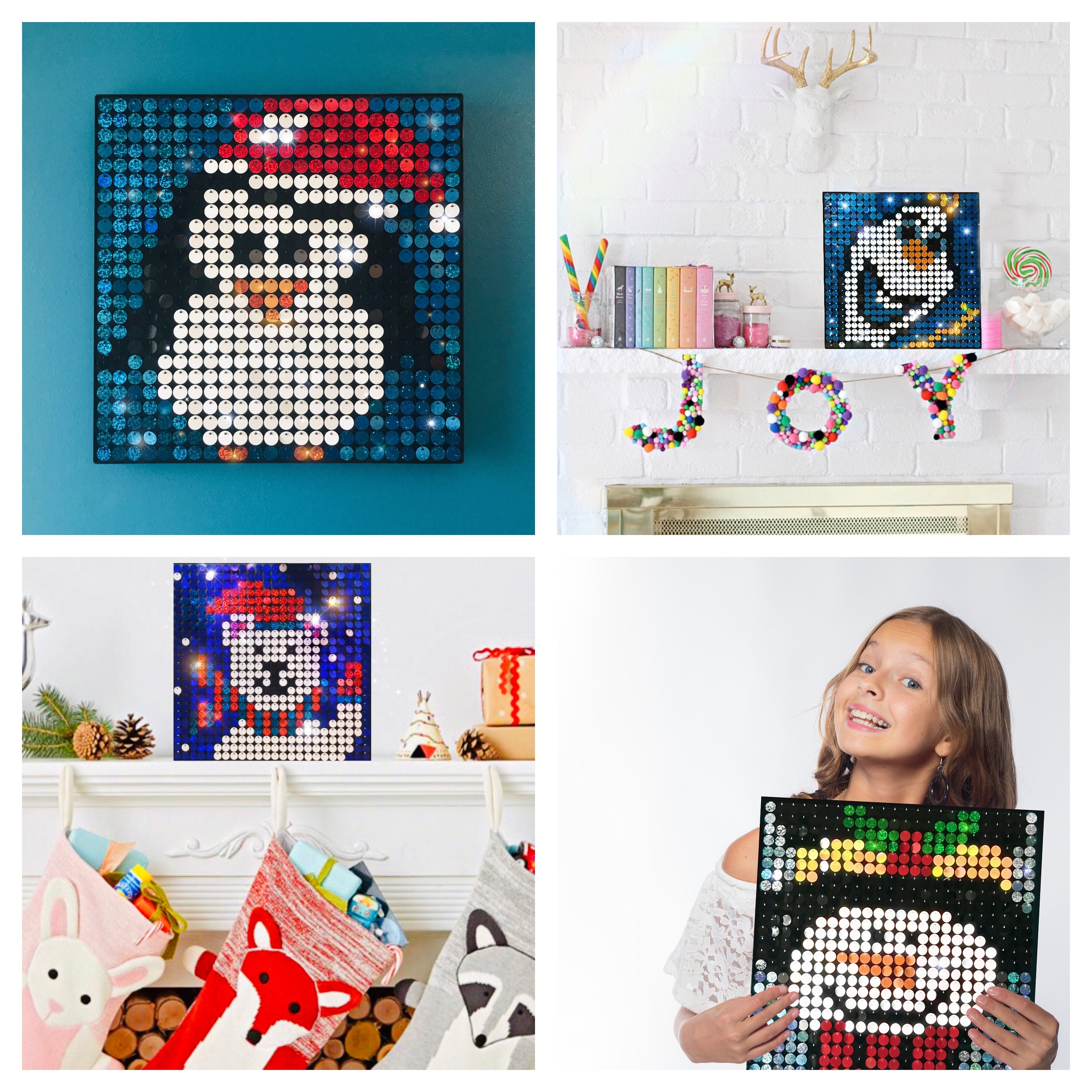 Christmas Sequin Pixel Art Craft Kit Do-it-yourself Wall Art 