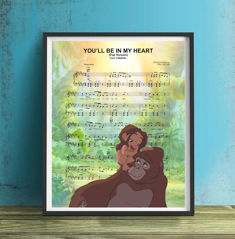 Tarzan You'll Be in My Heart Sheet Music Wall Art Canvas Etsy