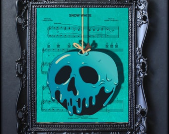 Snow White Poison Apple Wall Art, Canvas, Artwork, Art Print, Home Decor, Sheet Music Painting