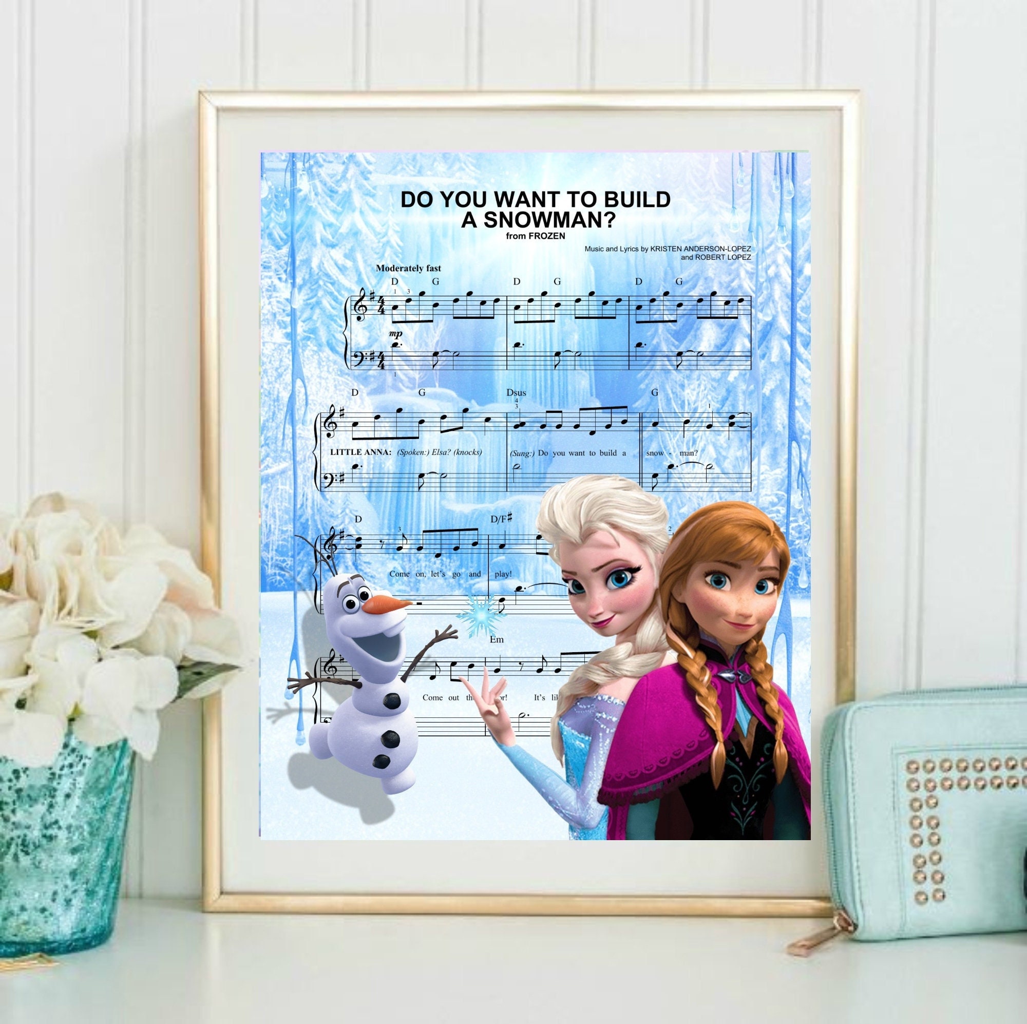 Frozen, Do You Want to Build a Snowman Sheet Music Wall Art, Canvas, Artwork, Art Print, Painting