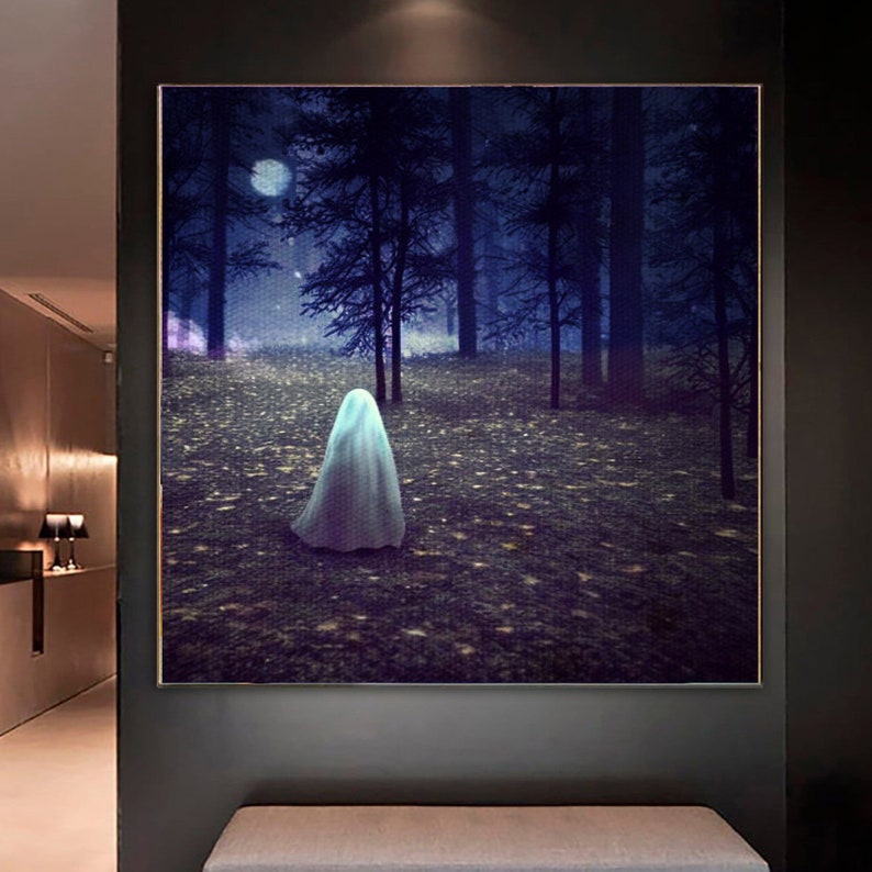 Ghosts in Woods Fine Art Painting, Wall Art, Canvas, Artwork, Poster, Home Decor, Gift image 3