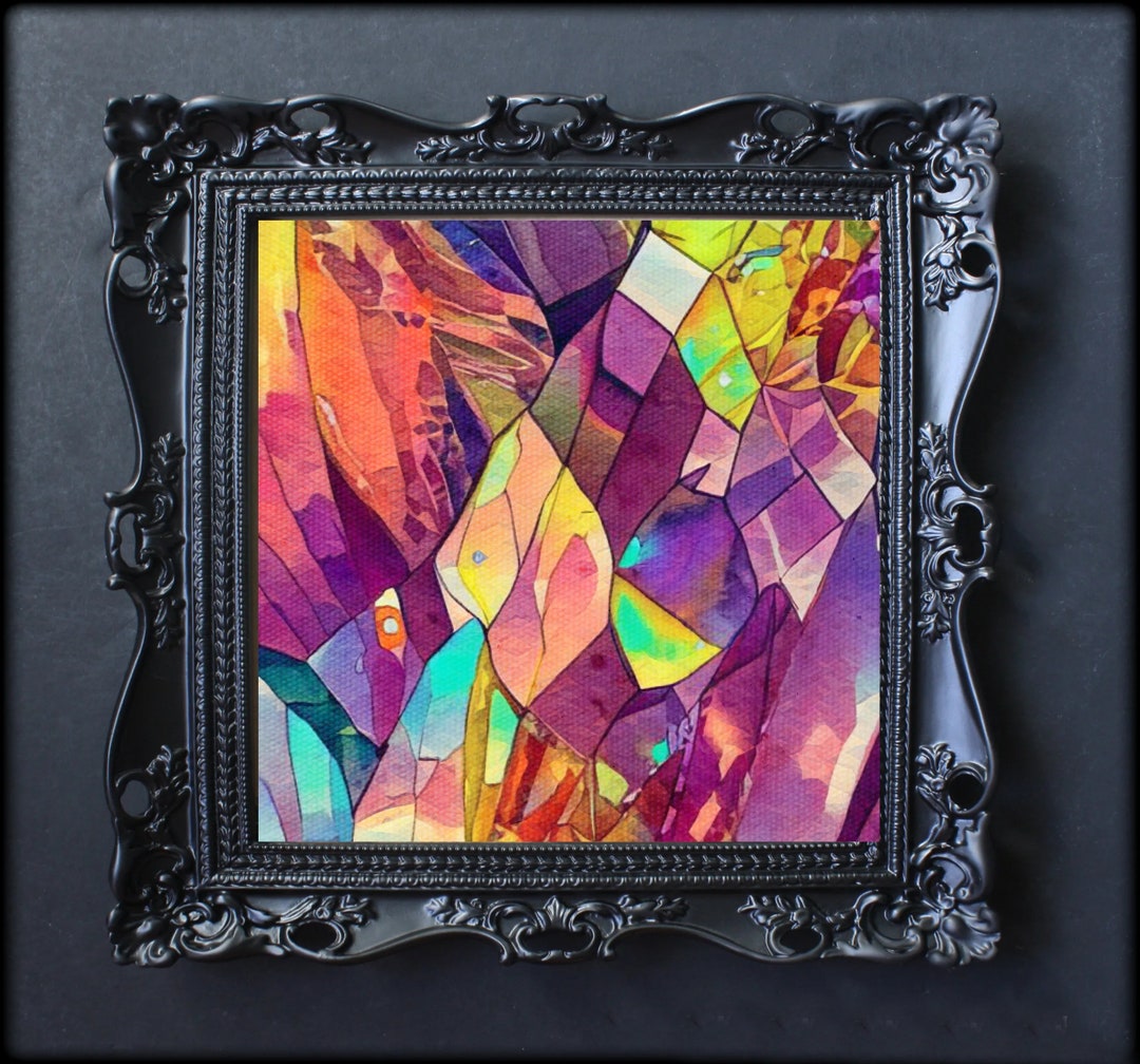 Colorful Crystals Fine Art Painting, Wall Art, Canvas, Artwork, Poster, Home Decor, Print, Gift
