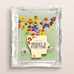 Mindset Is Everything Positive Affirmation, Motivational, Inspriational Quote- Wall Art, Artwork, Art Print, Poster, Gift