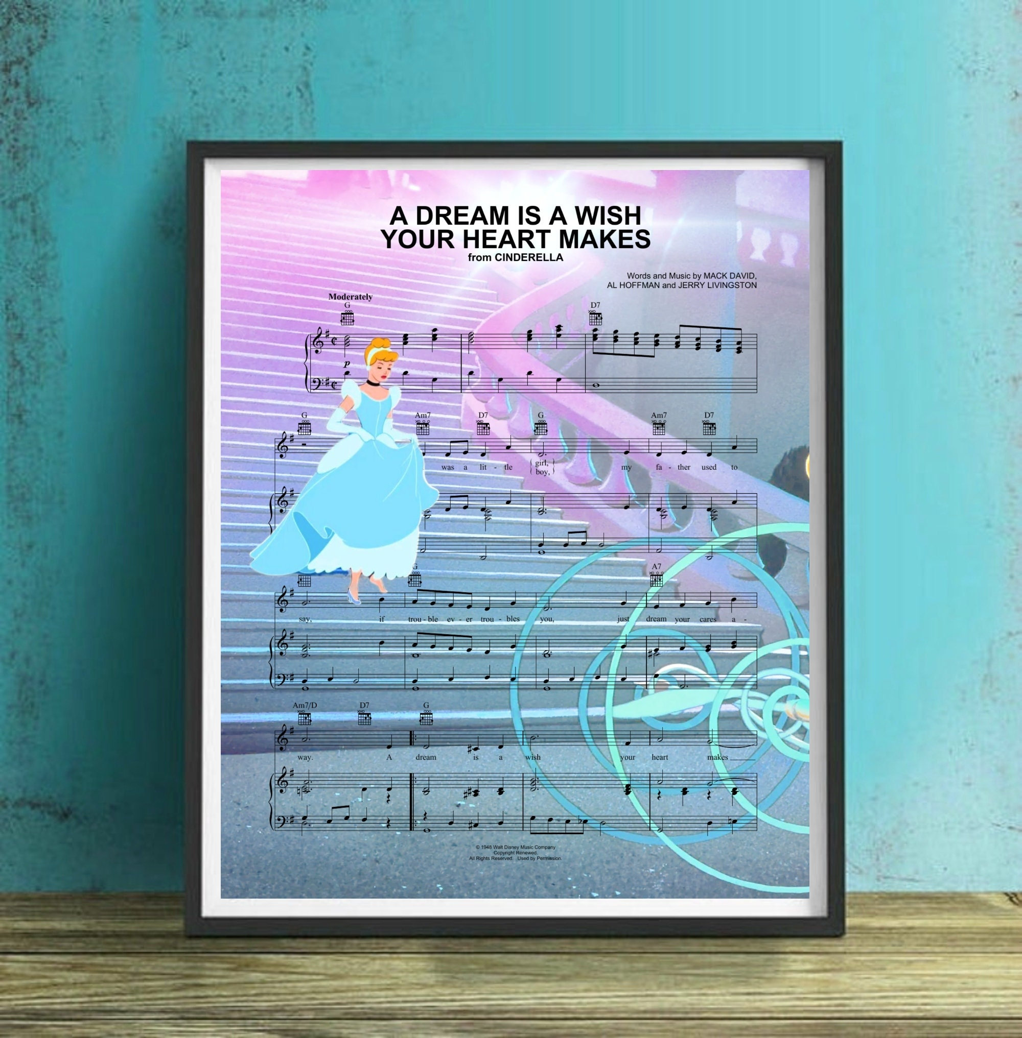 Cinderella A Dream is a Wish Your Heart Makes Sheet Music Wall Art