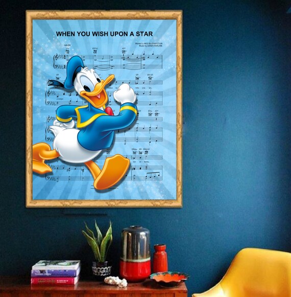 Donald Duck When You Wish Upon A Star Sheet Music Wall Art, Canvas