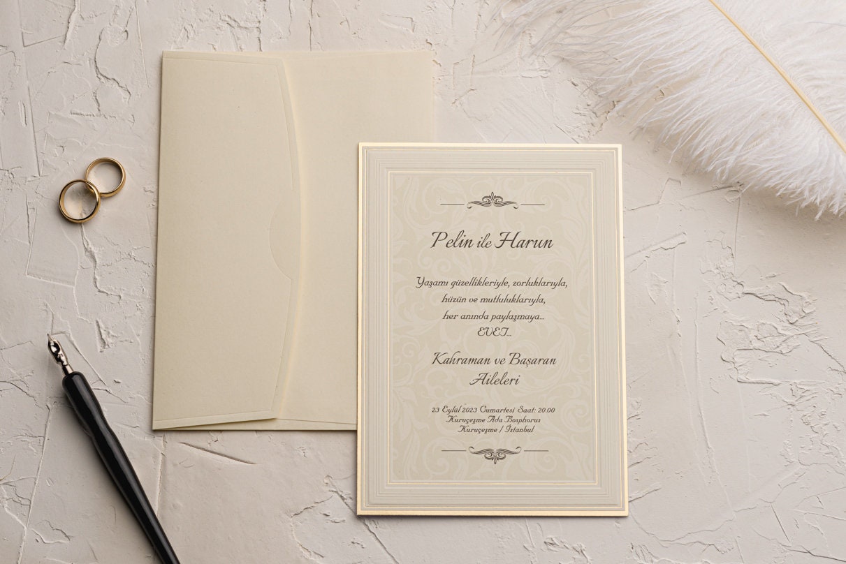 Wedding Invitation. Elegant Invitation With Gold and Cream - Etsy