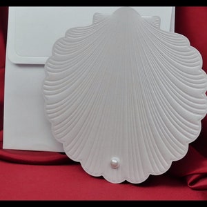 Wedding Invitation. Nautic Beautiful Sea Shell Design Invitation with Stylish Pearl on it. Elegant and Different Look. image 4