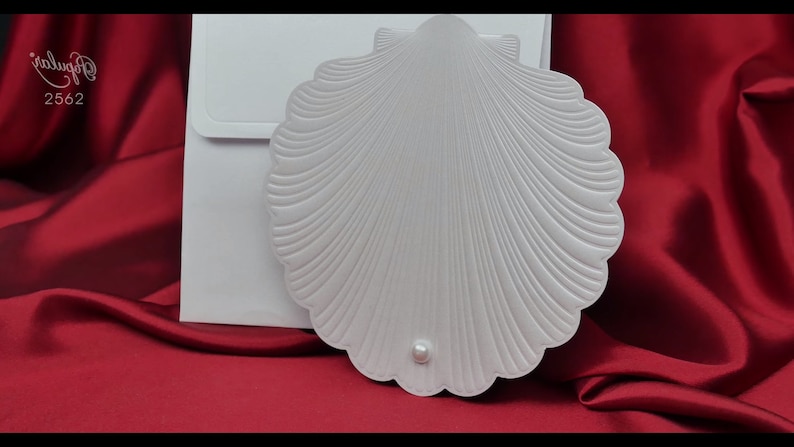 Wedding Invitation. Nautic Beautiful Sea Shell Design Invitation with Stylish Pearl on it. Elegant and Different Look. image 4