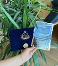 Wedding Invitation. Acrylic Invitation with Luxury Sax Blue Velvet Envelope and Elegant Gold Foil. Stylish Envelope. product logo