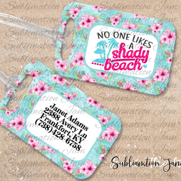 Shady Beach luggage tag/png/sublimation design/png design/sublimation download/sublimation file/sublimation/sublimation luggage tag template