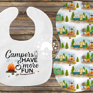 Campers Have Smore Fun Babador de sublimação e design de pano para arrotar. Design de babador de acampamento/design de arroto de acampamento/design de sublimação/clipart de sublimação